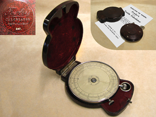 Rare 1920's Fowler's textile calculator with bakelite backplate and outer case
